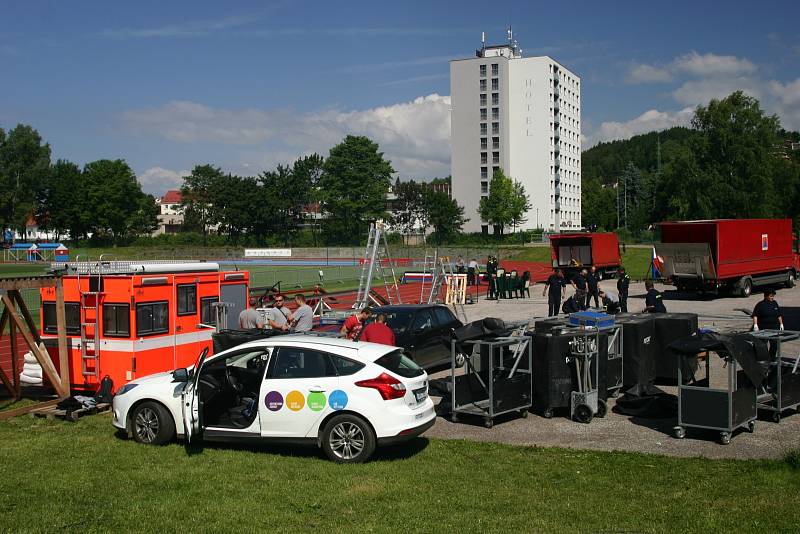 Mistrovství republiky v požárním sportu v Trutnově.