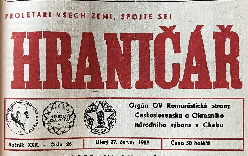 Chebský Hraničář z 27. června 1989.