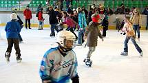 Maškarní na ledě, pod záštitou rádia Egrensis na chebském zimním stadionu, si nenechalo ujít několik děsítek dětí.