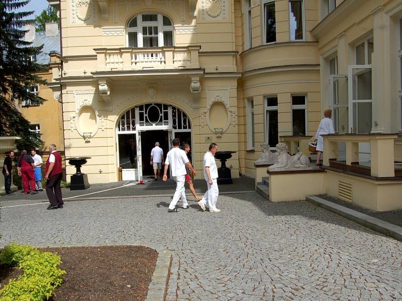 Cvičení mariánskolázeňských hasičů v hotelu Grand Spa Hotel Marienbad