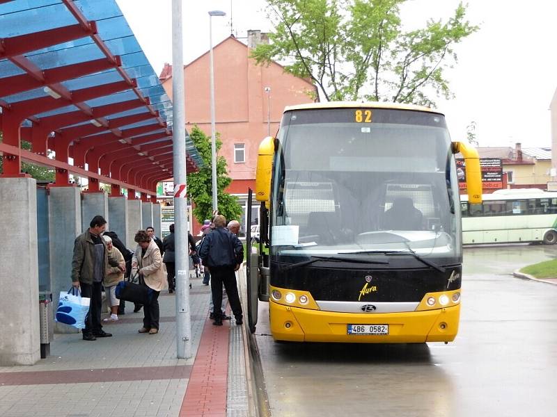 Autobusový terminál v Chebu. 