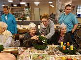 Adventní věnce, vánoční svícny a mnoho dalšího vyrobili učňové oboru Zahradník při Integrované střední škole Cheb v hodinách floristiky pro klienty Domova pro seniory na chebském sídlišti Skalka.