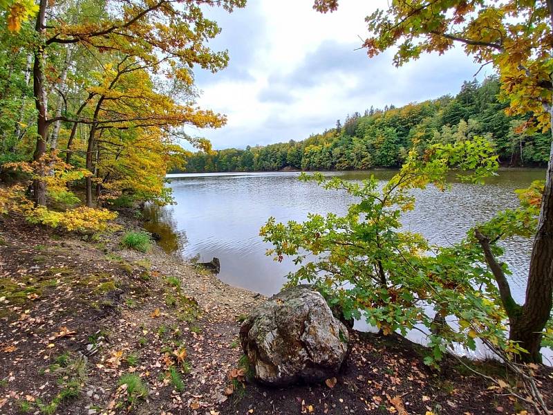 Území kolem přehrady Skalka nese název Goethův naučný lesopark.