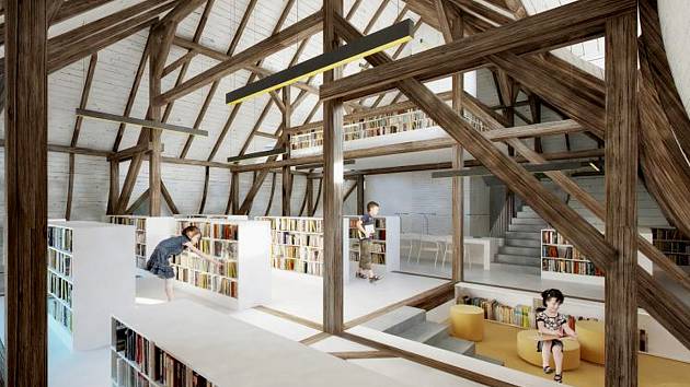 Takto by mohla v budoucnu vypadat Městská knihovna v Chebu.