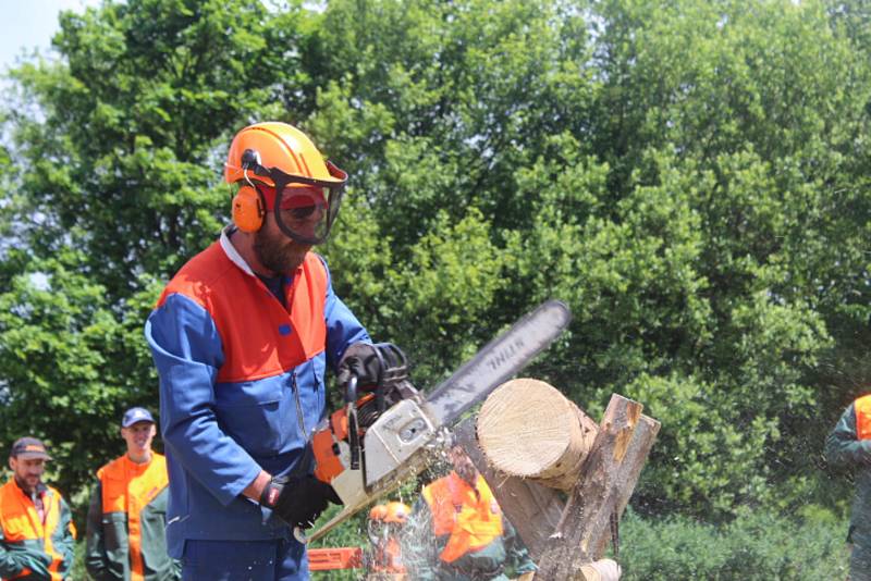 PRAPILA. Srandamač dřevorubců se v Pramenech uskutečnil už potřetí. Adepti na vítěze museli ukázat například i to, jak si poradí s odvětvováním.