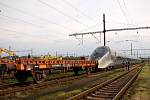 Na chebském nádraží byla k vidění souprava nového francouzského rychlovlaku Alstom AGV