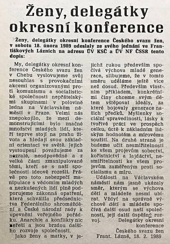 Tyto články si lidé mohli přečíst v Hraničáři, který vyšel 28. února 1989.