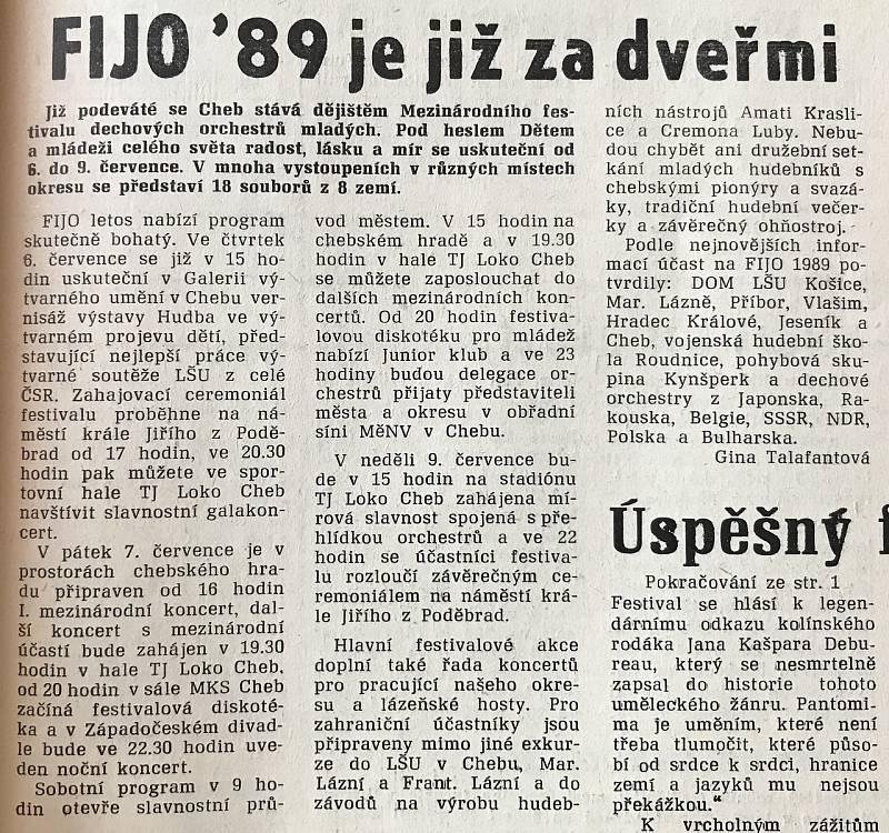 Chebský Hraničář z 27. června 1989.