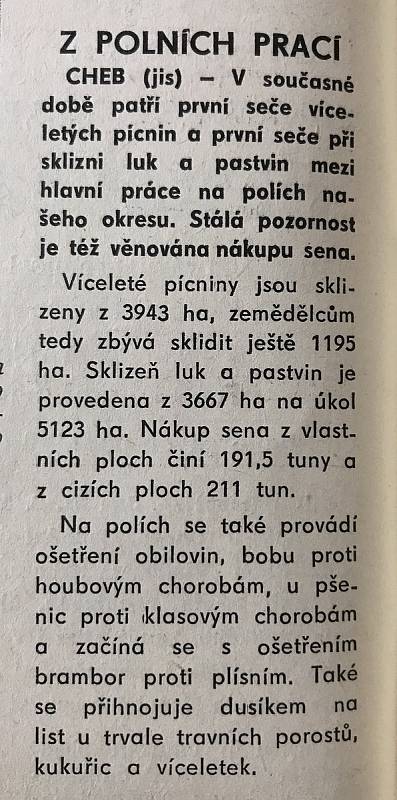 Chebský Hraničář z 27. června 1989.