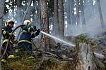 Hasiči zkrotili požár lesní hrabanky u Milíkova.