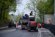 Fotografie z kontrolního dne na opravě Bezručovy ulice.