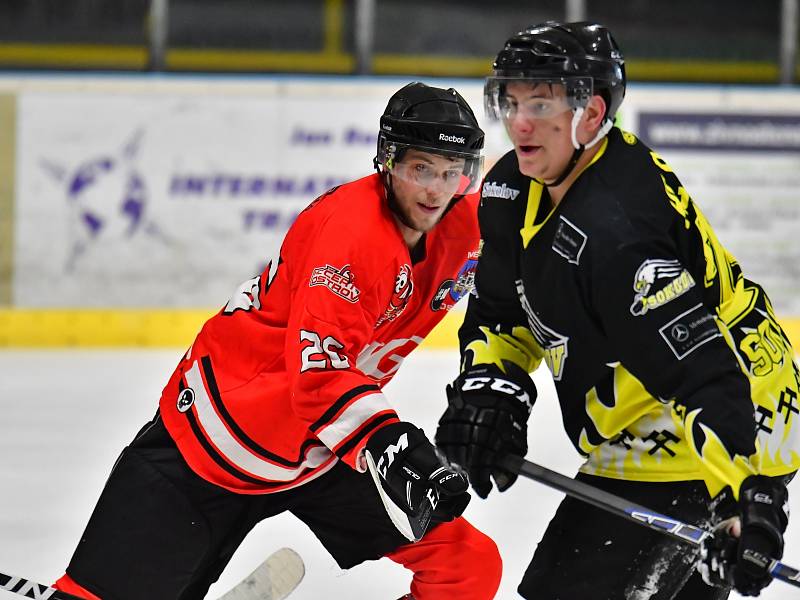 Utkání čtvrtfinále play off krajské hokejové ligy: Baník Sokolov "B" - Čerti Ostrov