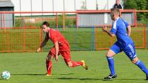 Vítězem krajského poháru mužů KKFS se stali po výhře 1:0, fotbalisté Nového Sedla (v červeném), kteří udolali nejdecký FK (v modrém).