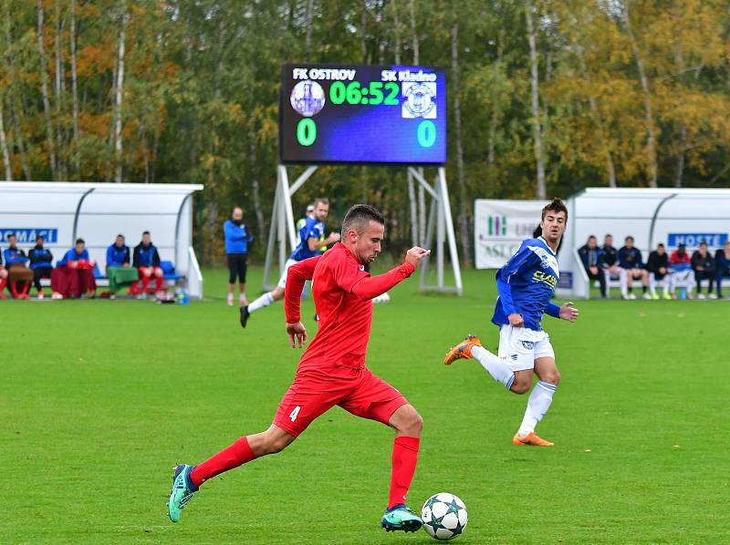 Ostrov (v červeném) složil reparát, když porazil v domácím prostředí Kladno 2:1.