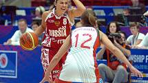 Ve čvrtfinále MS v basketbale žen proti sobě nastoupily týmy Běloruska a Ruska. Nakonec se z vítězství radovaly basketbalistky Běloruska (v bílém), které vyhrály celé utkání v poměru 70:53.