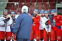Česká hokejová reprezentace při tréninku v Karlových Varech
