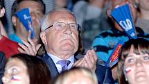 Prezident Václav Klaus sledoval volejbalové utkání Česko - Rusko