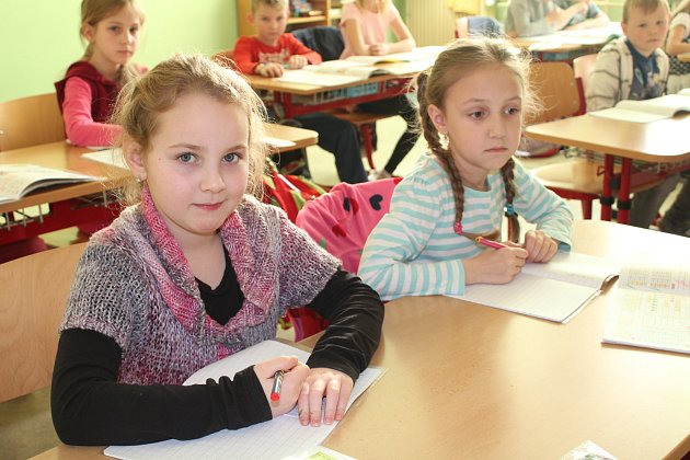 Žáci první třídy ze Základní školy Marie Curie-Sklodowské v Jáchymově.