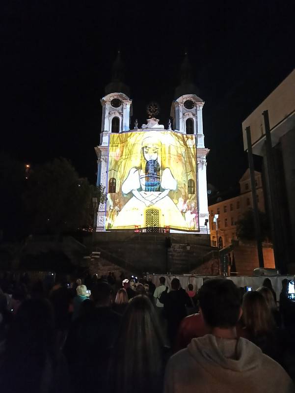 Festival světel v centru Karlových Varů.