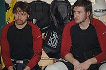 Z tréninku karlovarských hokejistů před začátkem finálových zápasů.