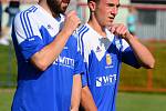 Vítězem krajského poháru mužů KKFS se stali po výhře 1:0, fotbalisté Nového Sedla (v červeném), kteří udolali nejdecký FK (v modrém).