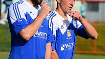 Vítězem krajského poháru mužů KKFS se stali po výhře 1:0, fotbalisté Nového Sedla (v červeném), kteří udolali nejdecký FK (v modrém).