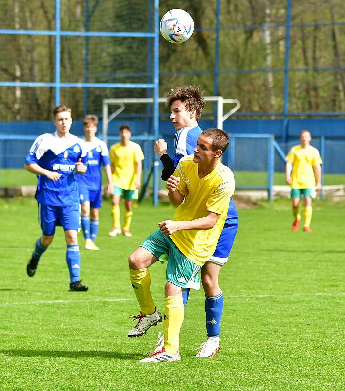 Teplá (ve žlutém) neuspěla v Nejdku, prohrála 0:6.