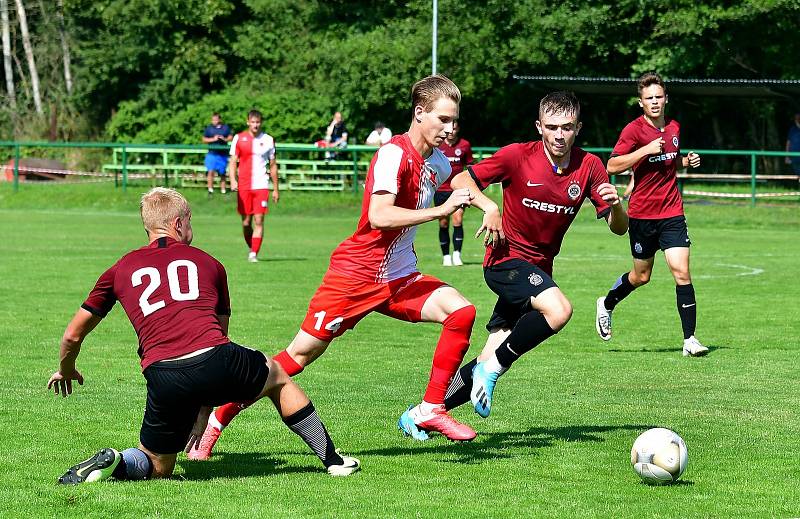 Karlovarská Slavia na závěr letní přípravy nestačila na Spartu Praha U19, které podlehla 3:4.