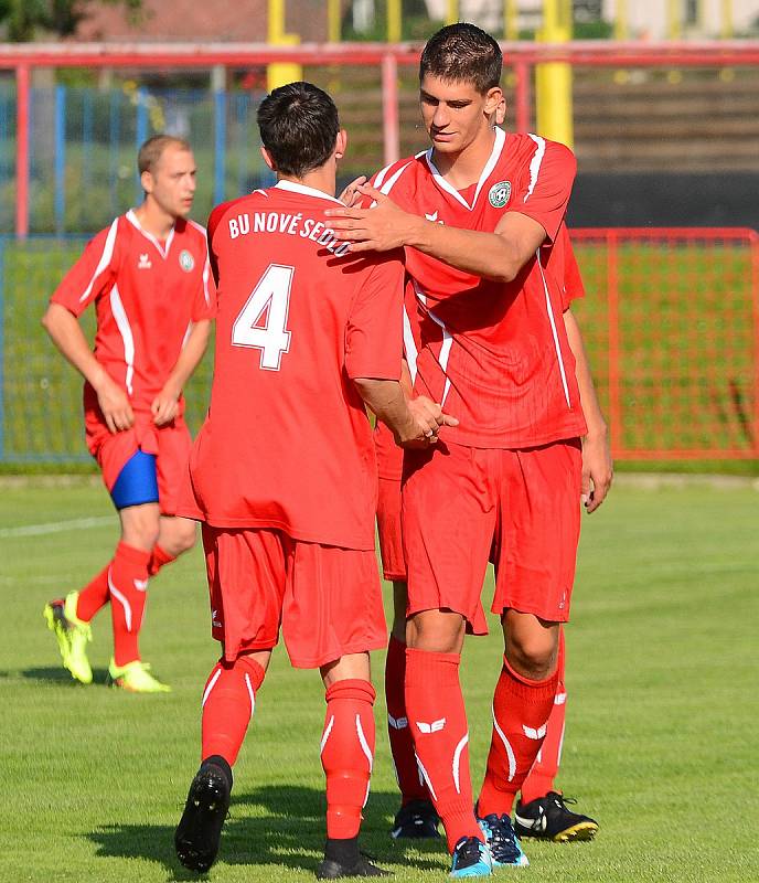 Vítězem krajského poháru mužů KKFS se stali po výhře 1:0, fotbalisté Nového Sedla (v červeném), kteří udolali nejdecký FK (v modrém).