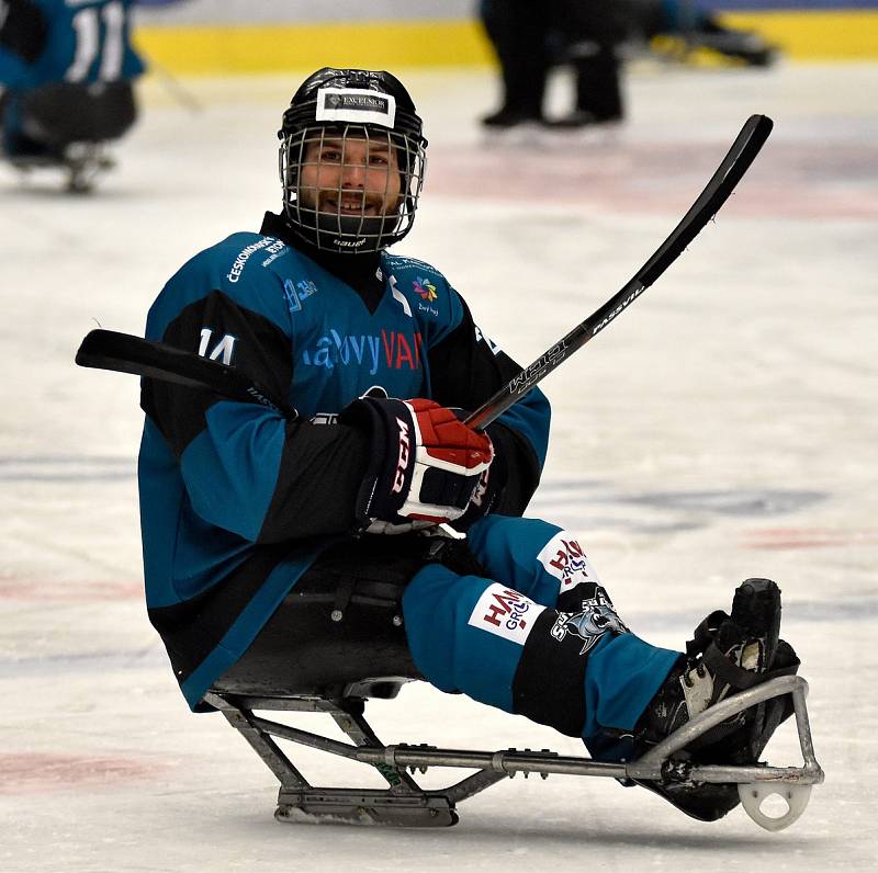 O víkendu si hráči karlovarského SKV Sharks (v modrém) připsali na konto výhru 4:0 nad Olomoucí, k tomu pak přidali prohru s Pardubicemi 4:6.