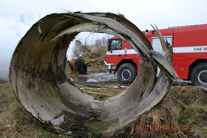 Požár seníku v Mírové způsobil škody za 1,2 milionu korun