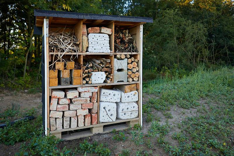 Poblíž haly, která funguje jako hlavní distribuční centrum německého online prodejce Real Digital, jsou domečky pro hmyz. Foto: Panattoni Cheb