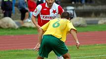 Karlovarská Slavia má před sebou druhý pohárový zápas s pražskou Slavií. V prvním podlehla Slavii po výsledku 1:1 až na pokutové kopy 4:5, jak si povede tentokrát?