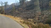 Požár lesů v Hřensku pomáhali o víkendu zdolávat také hasiči z Karlovarského kraje.