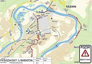 Plánek trasy čtvrtého Posázavského půlmaratonu.