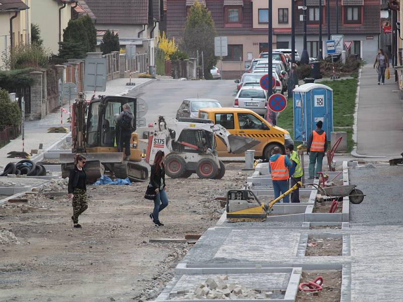 Rekonstrukce Zapovy ulice v Benešově v pátek 5. dubna 2019.