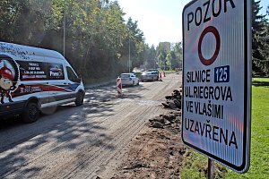 Oprava krajských silnic ve Vlašimi 27. září 2023.