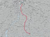Na mapě vyznačený úsek dálnice D3.