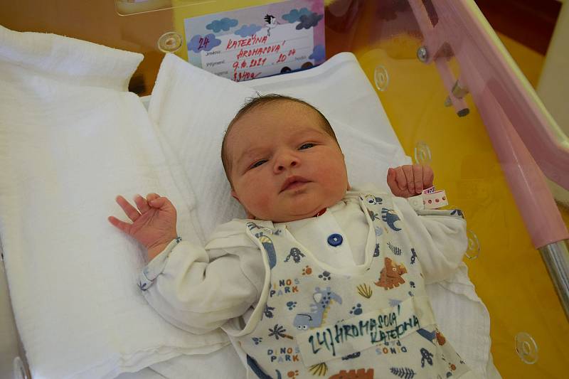 Kateřina Hromasová se manželům Vladce a Miroslavovi narodila v benešovské nemocnici 9. října 2021 ve 20.04 hodin, vážila 3340 gramů. Doma v Soušicích na ni čekala sestra Anička (4).