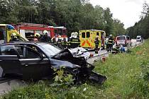Dopravní nehoda dvou osobních vozidel v kopci za Voticemi ve směru do Tábora.