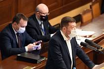 Předseda SPD Tomio Okamura na schůzi Poslanecké sněmovny Parlamentu ČR v Praze.