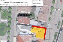 Situační plánek uzavření Řeznické ulice v Benešově.