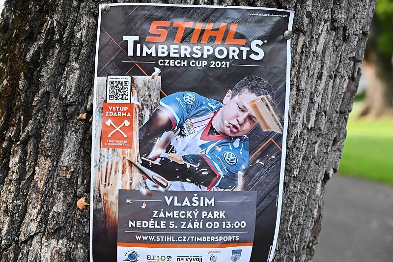 Z dřevorubecké soutěže Stihl Timbersports v zámeckém parku ve Vlašimi.