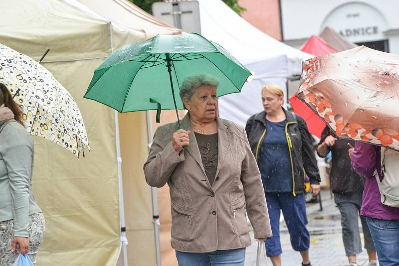 Farmářské trhy v Benešově na Masarykově náměstí.