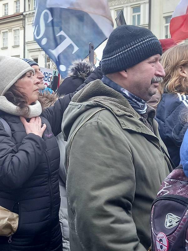 Demonstrace na Václavském náměstí v Praze 9. ledna 2022.