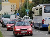 Dopravní situace v Benešově - Máchova ulice.