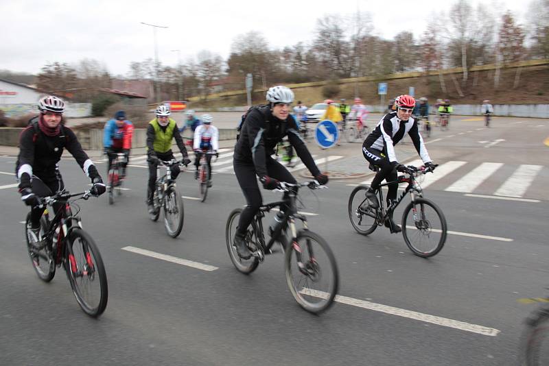 Novoroční vyjížďka benešovských cyklistů 2019.