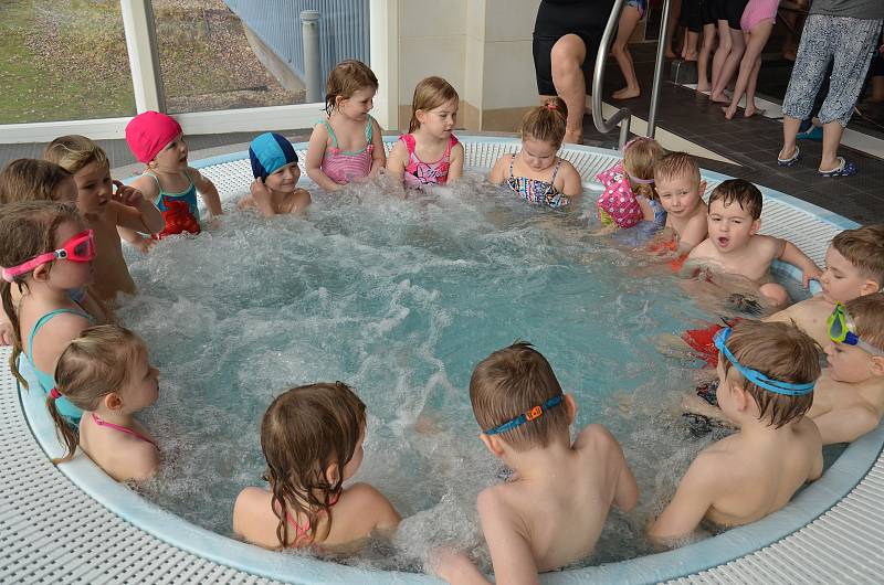 Plavecký kurz dětí z Mateřské školy MiniSvět v Mrači v benešovském bazénu.