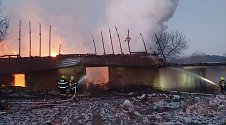 Požár stodoly v Křečovicích.