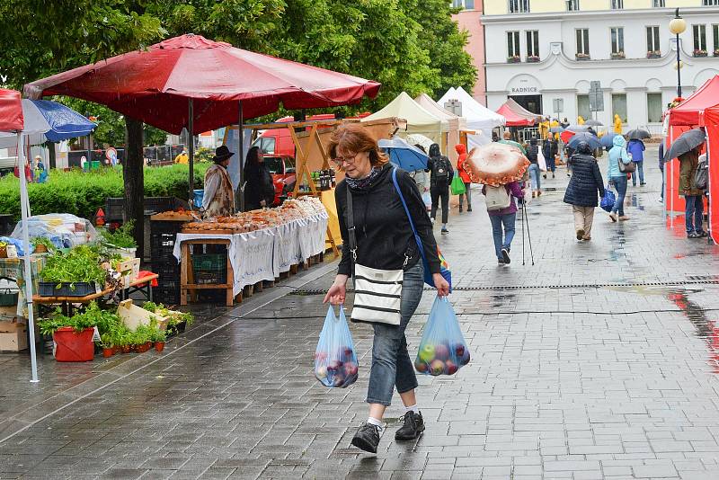 Farmářské trhy v Benešově na Masarykově náměstí.